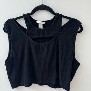 H&M Black Crop Cut Out Tank Top